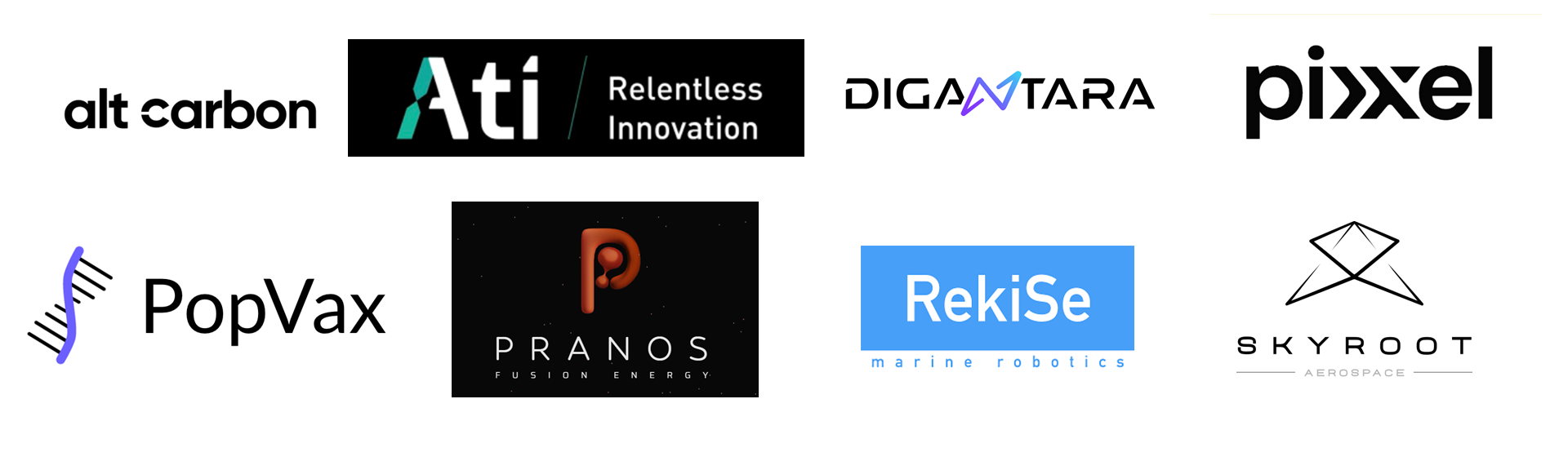 Logos of G10 Fellowship partner companies